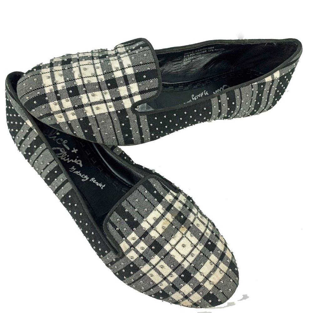 ALICE + OLIVIA by Stacey Benet Drake‎ Plaid Studded Flats